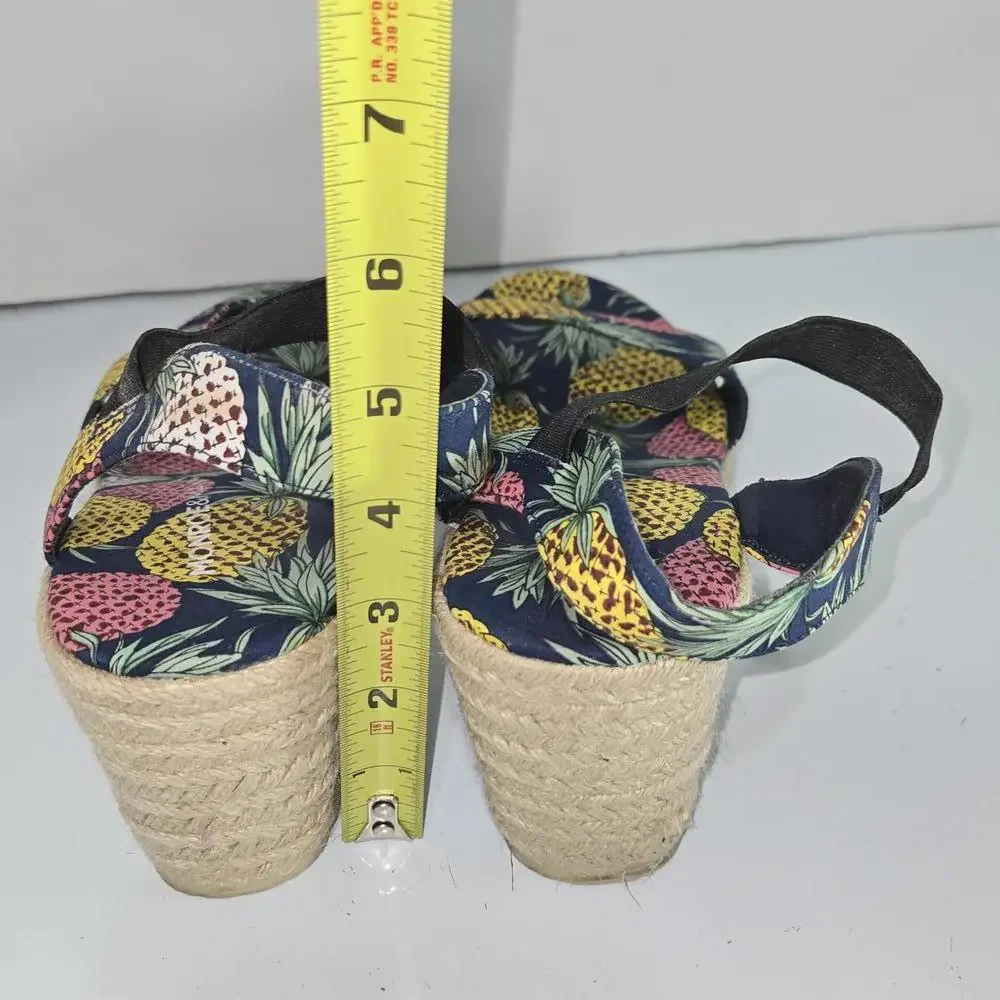 0324 Monroe And Main Pineapple Wedge Heel‎ Espadrilles Size 8M